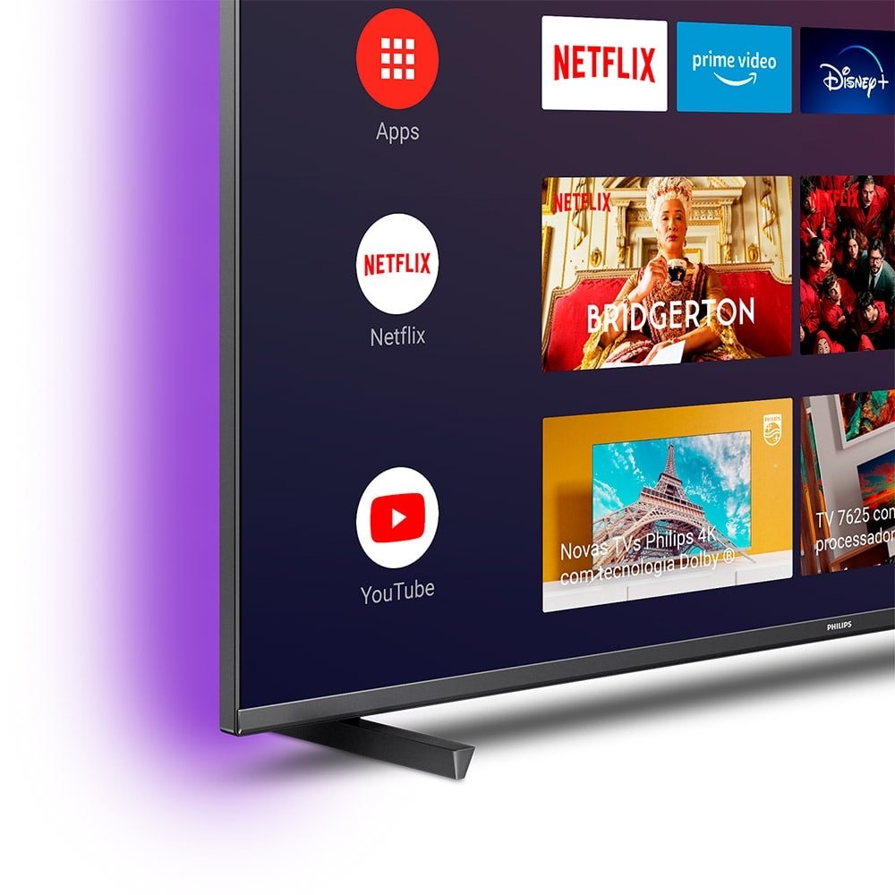 Smart TV LED 65" Philips 65PUG7906/78 4K UHD Android com Wi-Fi, 2 USB, 4 HDMI, Ambilight, Dolby Vision, Atmos, 60Hz