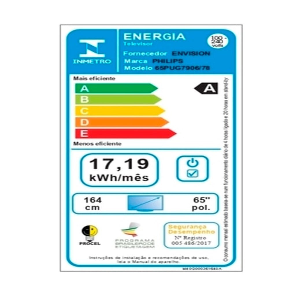 Smart TV LED 65" Philips 65PUG7906/78 4K UHD Android com Wi-Fi, 2 USB, 4 HDMI, Ambilight, Dolby Vision, Atmos, 60Hz