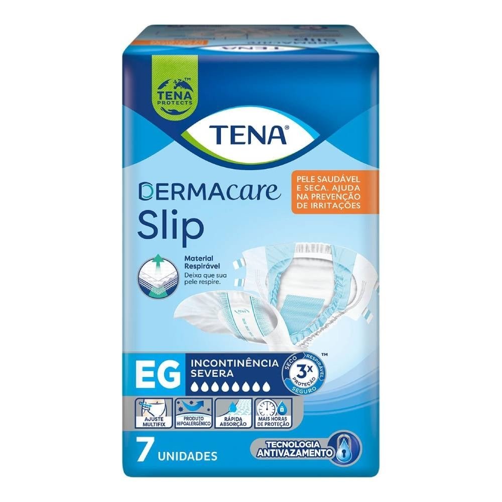 Fralda Descartável Geriátrica/Adulto Tena Slip DermaCare Tamanho XG - 9 Pacotes com 7 Tiras