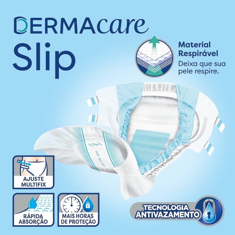 Fralda Geriátrica Tena Slip Dermacare Tamanho M - 4 Pacotes com 16 Tiras