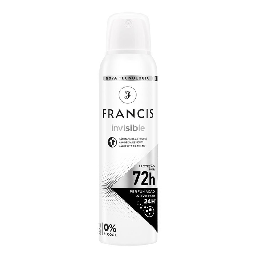 Desodorante Francis Aerossol Invisible Preto 150ml