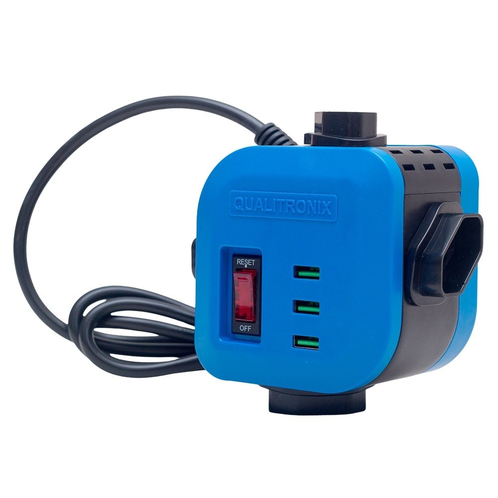 Filtro de Linha Torre Qualitronix Cabo 4 Tomadas Com Usb Azul