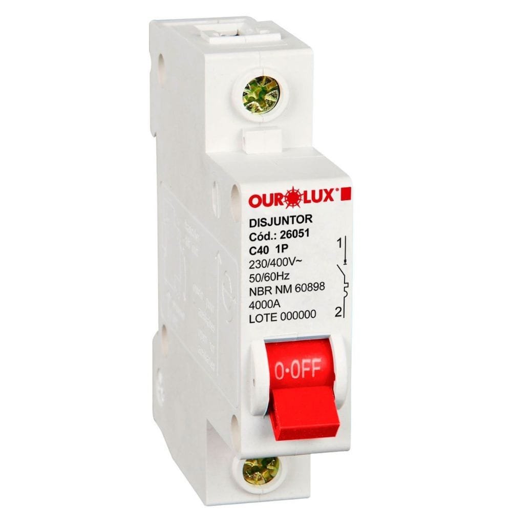 Disjuntor Ourolux DIN 1P 40A Curva C Branco