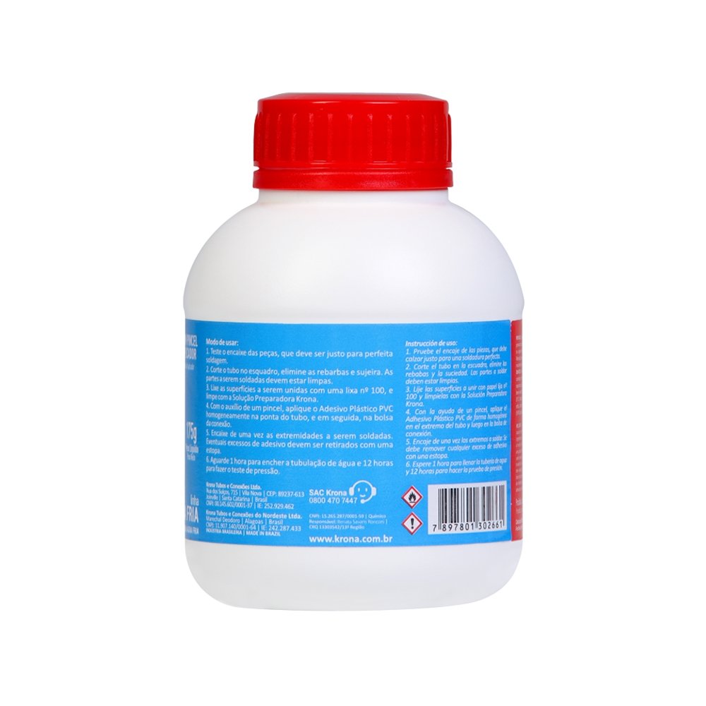 Adesivo Plástico Krona PVC com Pincel 175g - Embalagem com 12 Unidades