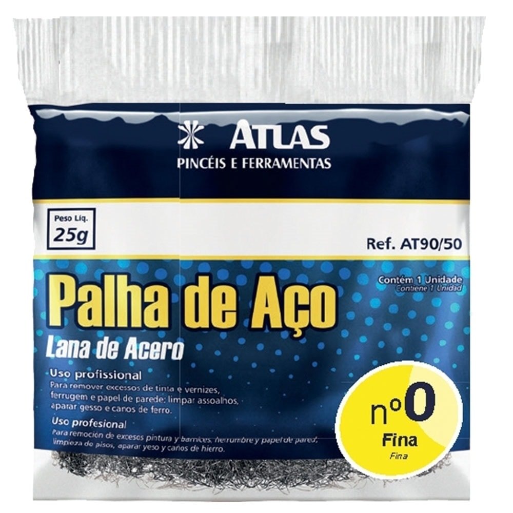 Palha de Aço Atlas Número 0 Embalagem 20 Unidades