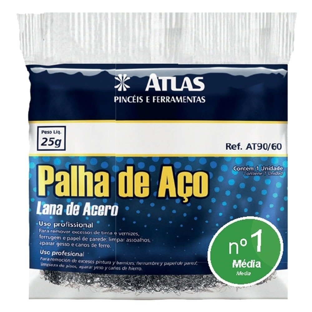 Palha de Aço Atlas Número 1 Embalagem 20 Unidades