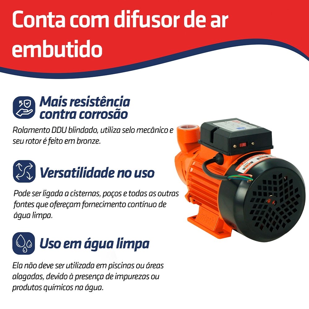 Bomba de Água Periférica Intech Machine bp1000 1hp Bivolt