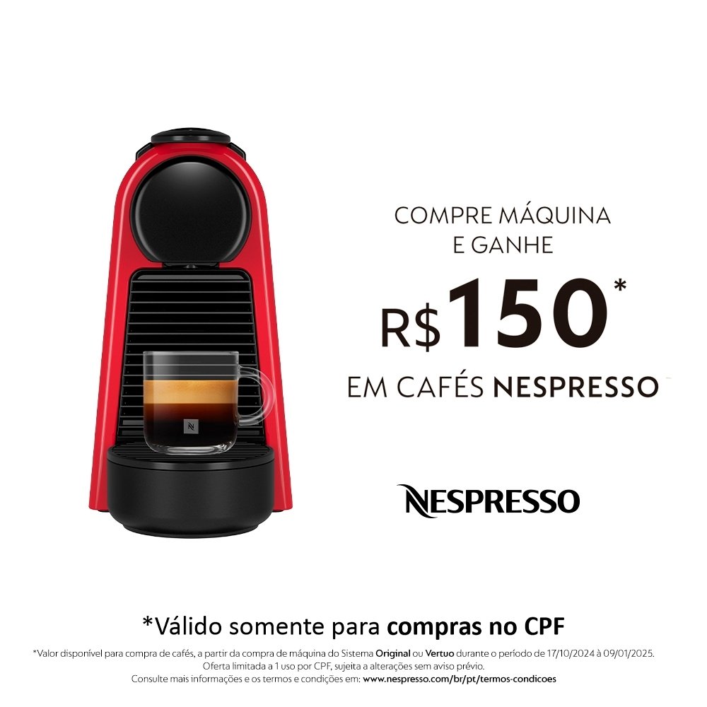 Cafeteira Expresso Nespresso Essenza Mini D30 - Sistema Cápsula, com Kit boas Vindas, Vermelha, 110V