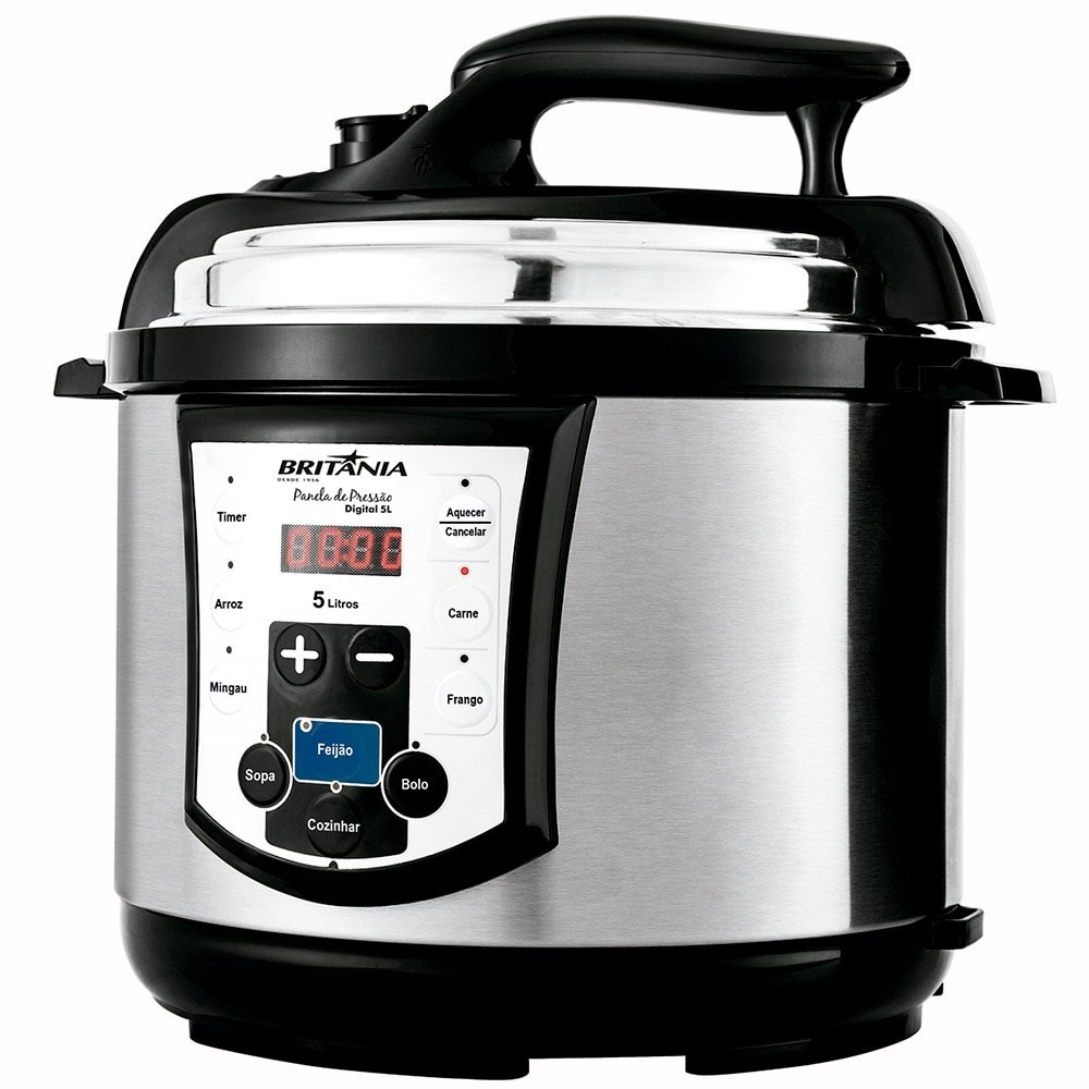 Panela Elétrica de Pressão Britânia 5 Litros, Digital, 900W, Aço Escovado, 110V