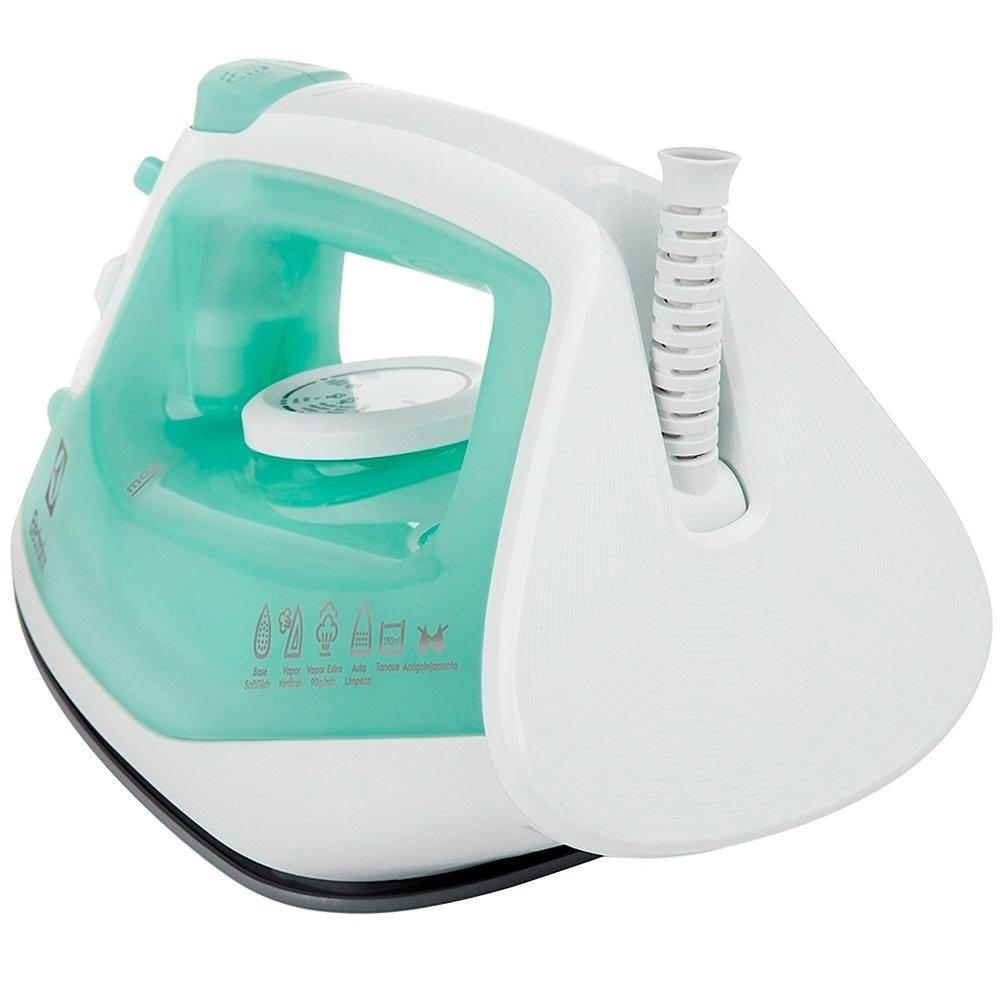 Ferro de Passar a Vapor Electrolux SIE70 | Base Cerâmica, Vapor Extra e Spray, Antigotejamento, Auto Limpeza, Verde, 220V