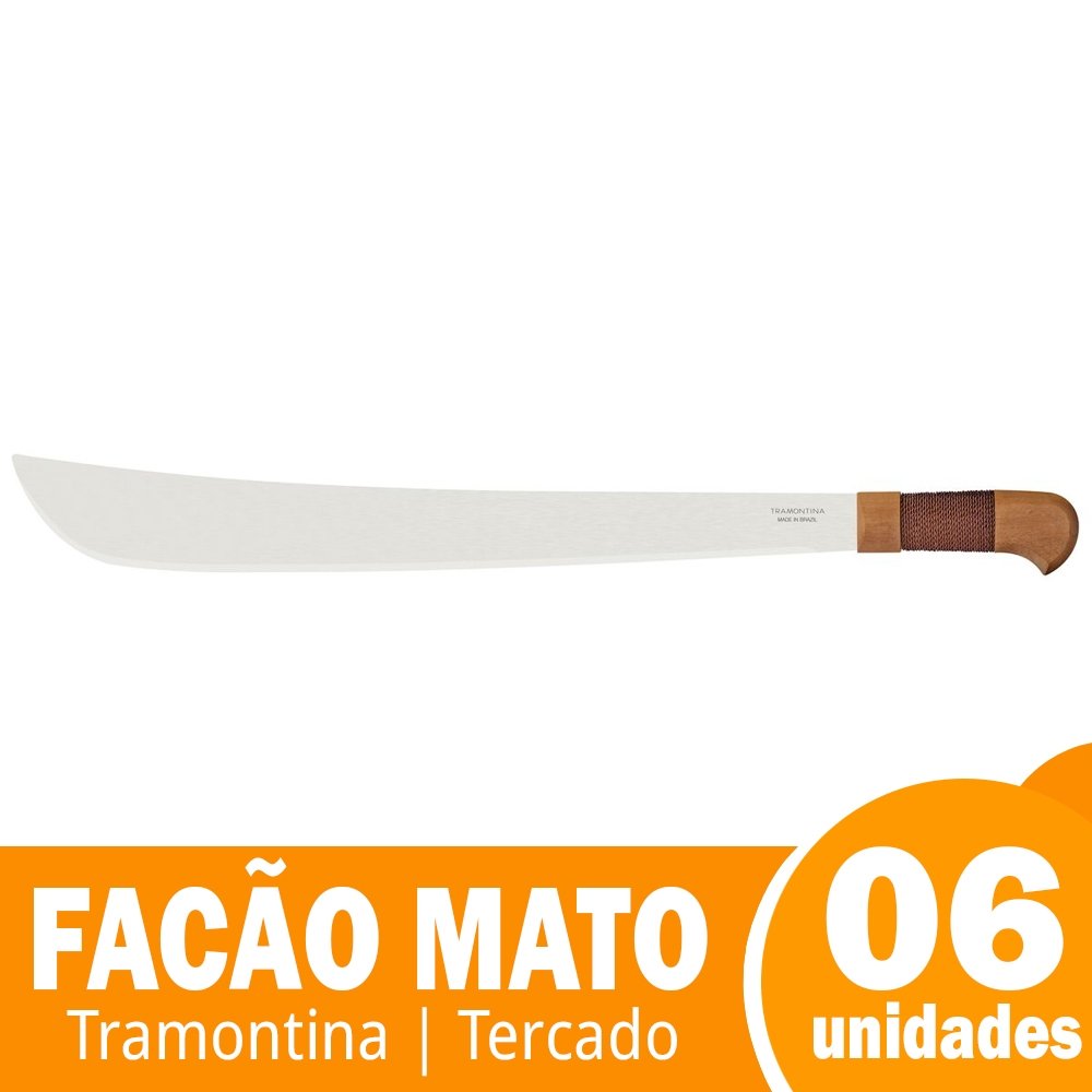 Facão Tramontina Tercado Cabo Madeira 21P Ref:26623/021 - Embalagem com 6 Unidades