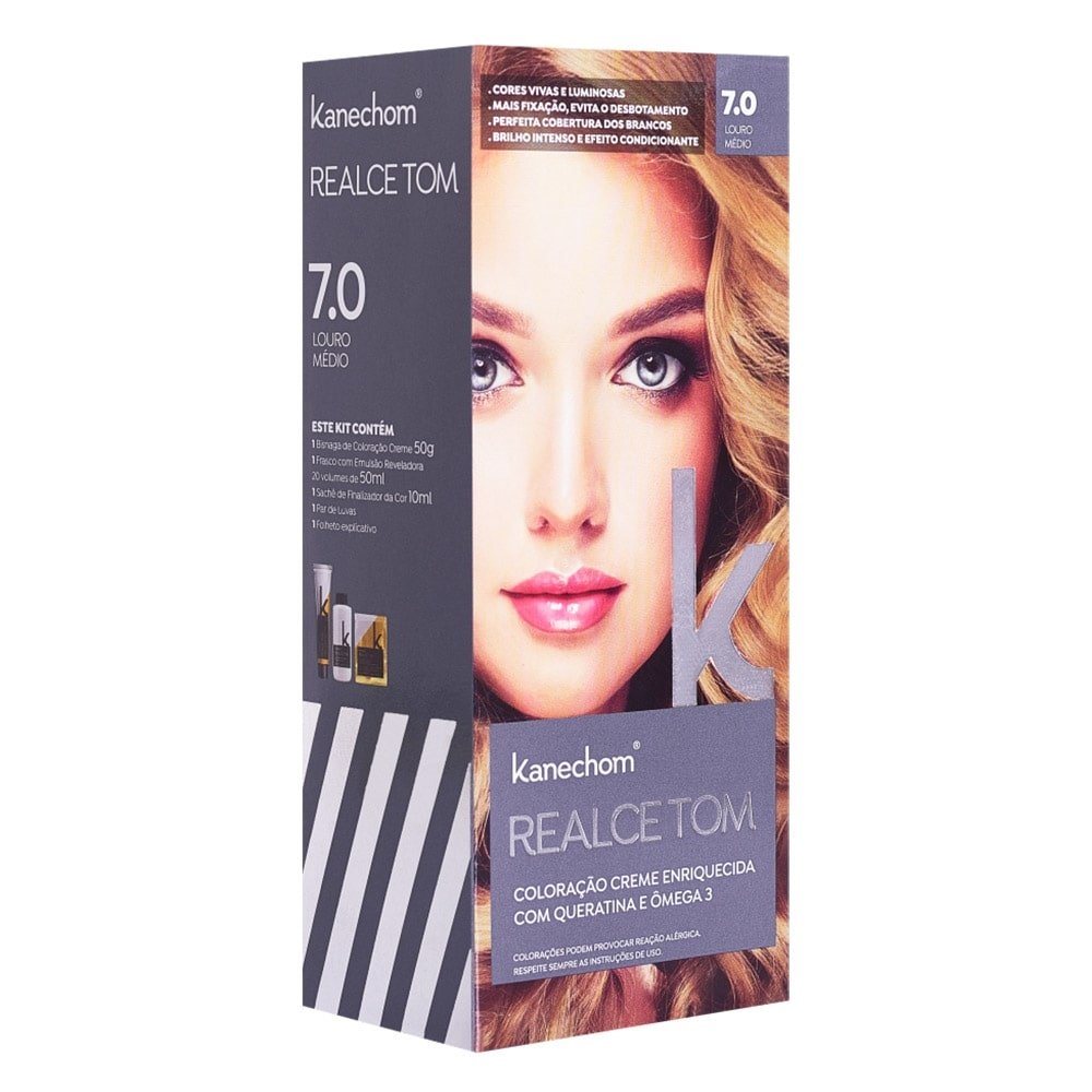 Tintura Realce Tom Kit 7.0 Louro Médio 50g