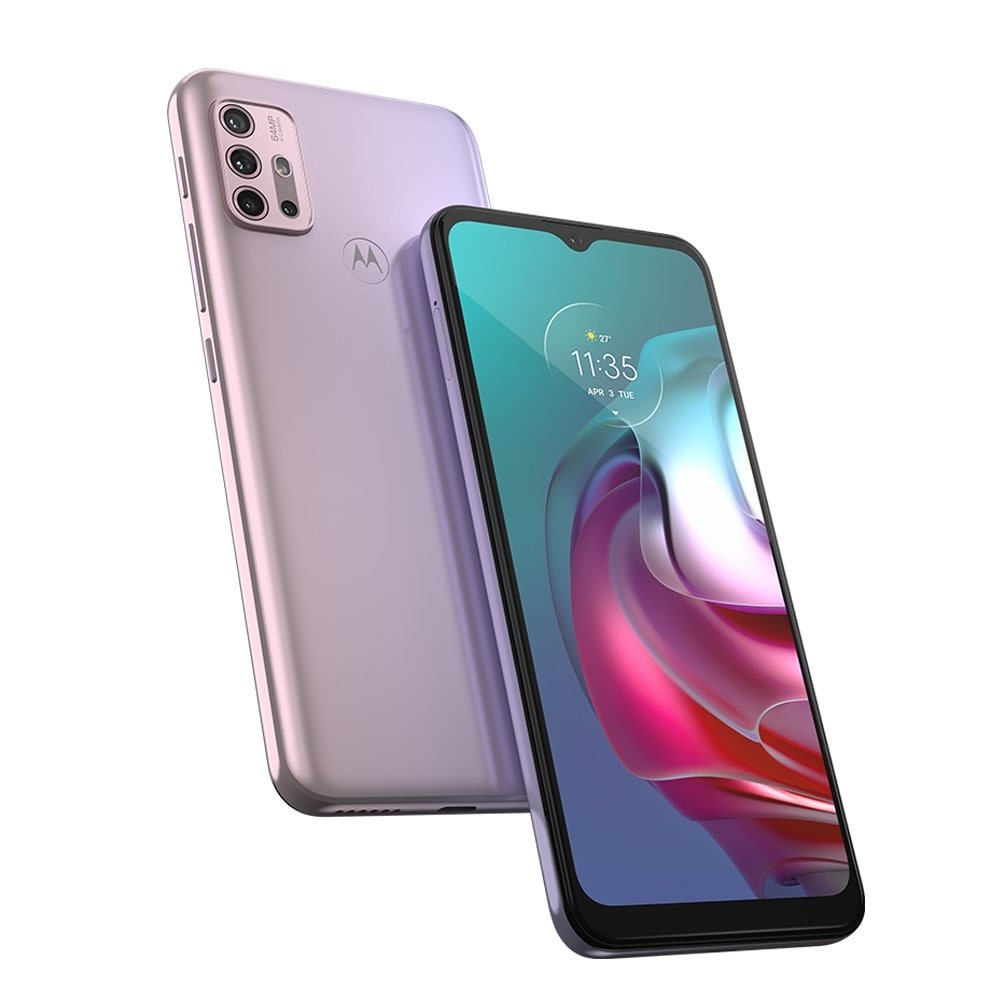 Smartphone Motorola Moto G30, Branco Lilac, Tela de 6.5", 4G-Wi-Fi, And. 11, Câm Tras. de 64+8+2+2MP, Frontal de 13MP, 128GB