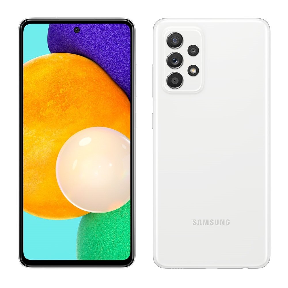 Smartphone Samsung Galaxy A52, Branco, Tela de 6.5"- 4G+Wi-Fi+NFC, And. 11, Câm. Tras. em 64+12+5+5MP, Frontal de 32MP, 128GB