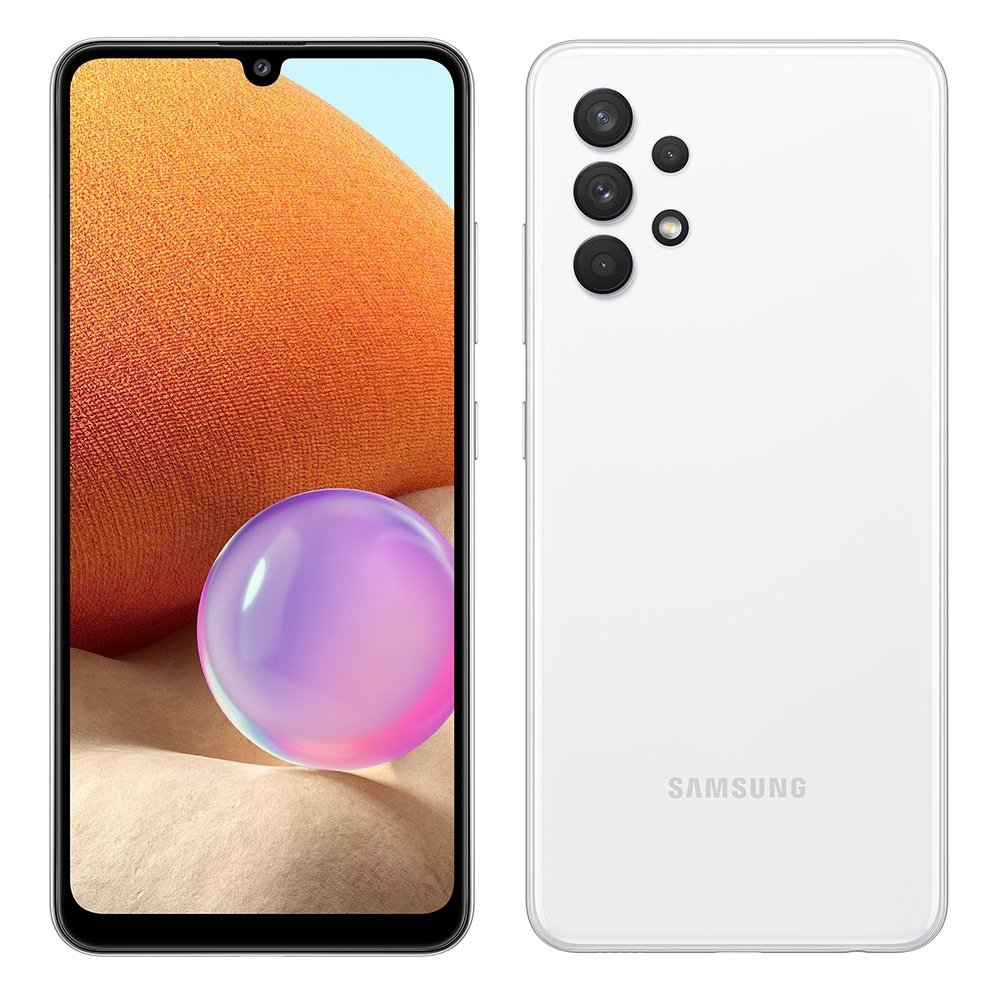 Smartphone Samsung Galaxy A32, Branco, Tela de 6.4"| 4G+Wi-Fi+NFC, And. 11, Câm. Tras. em 64+8+5+2MP, Frontal de 20MP, 128GB