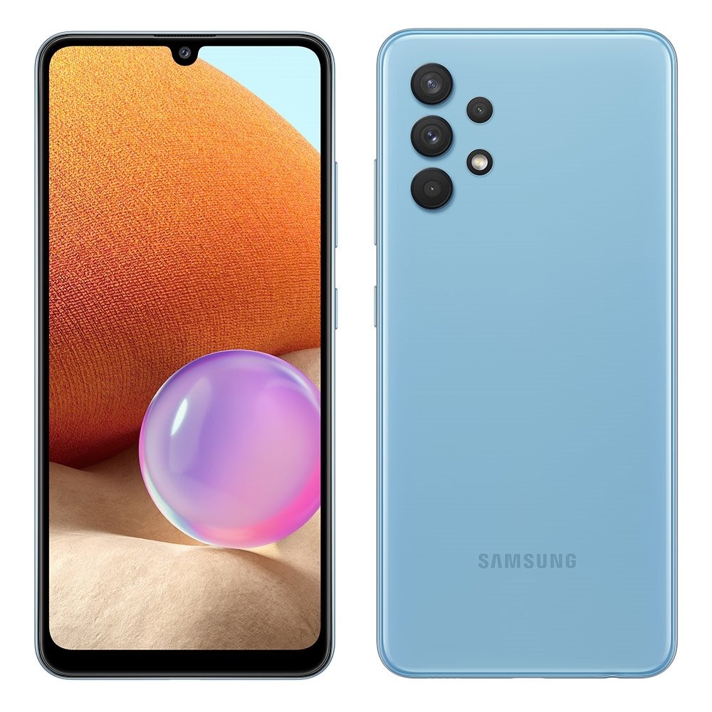 Smartphone Samsung Galaxy A32, Azul, Tela de 6.4", 4G+Wi-Fi+NFC, And. 11, Câm. Tras. de 64+8+5+2MP, Frontal de 20MP, 128GB