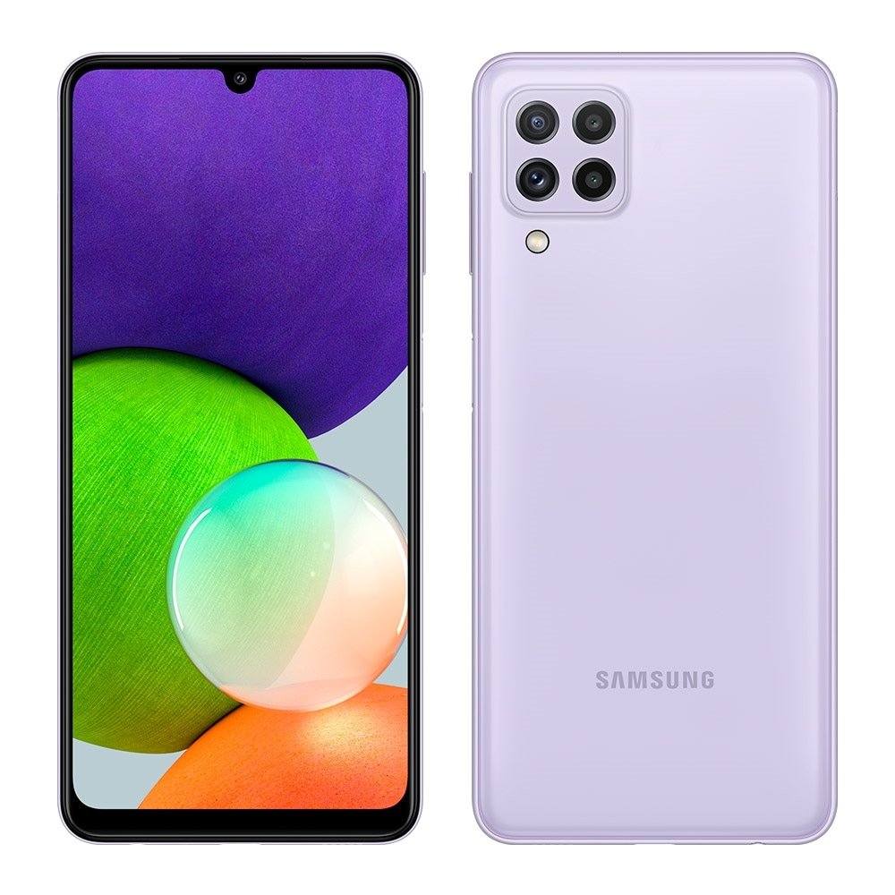 Smartphone Samsung Galaxy A22, Violeta, Tela 6.4", 4G+Wi-Fi+NFC, And. 11, Câm. Tras. 48+8+2+2MP, Frontal 13MP, 4GB RAM, 128GB