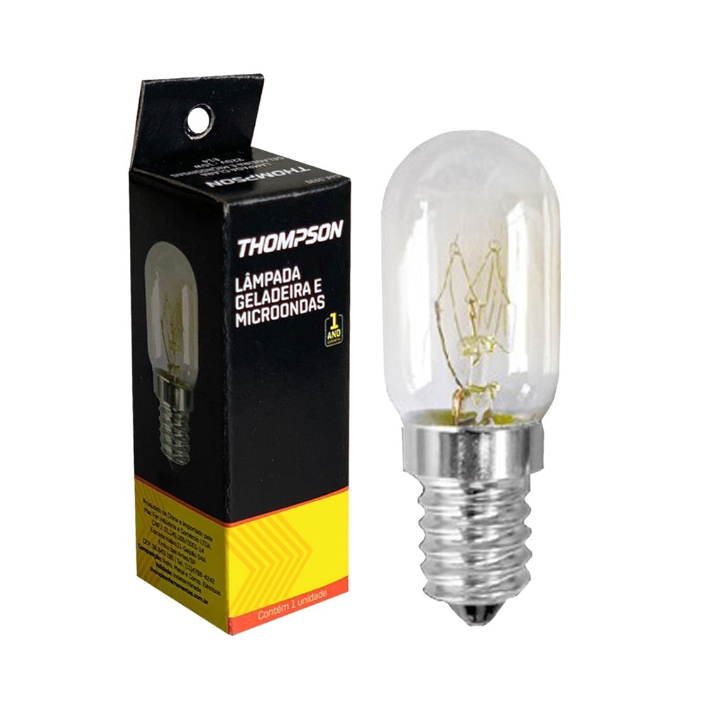 Lampada Incandescente para Geladeira e Microondas Thompson E-14 127V 15W - Embalagem com 10 Unidades