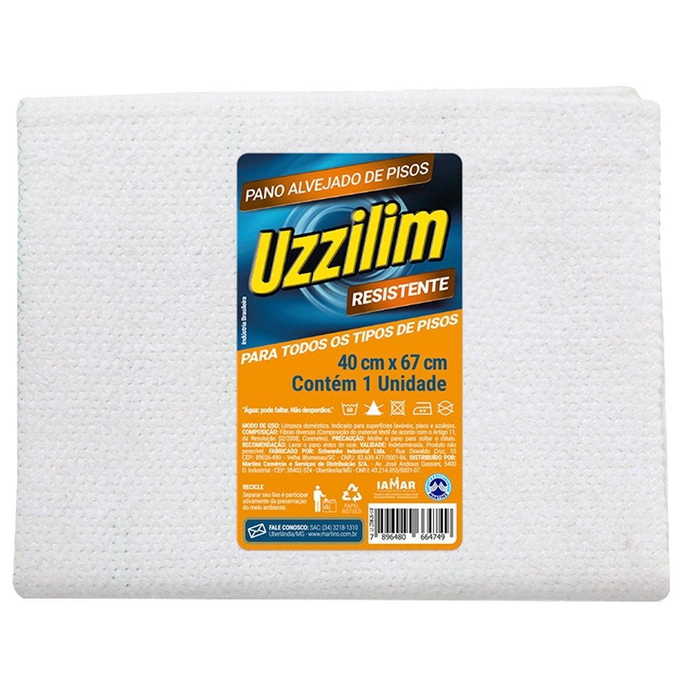 Pano Alvejado Uzzilim para Piso 40x67cm - Embalagem com 12 Unidades