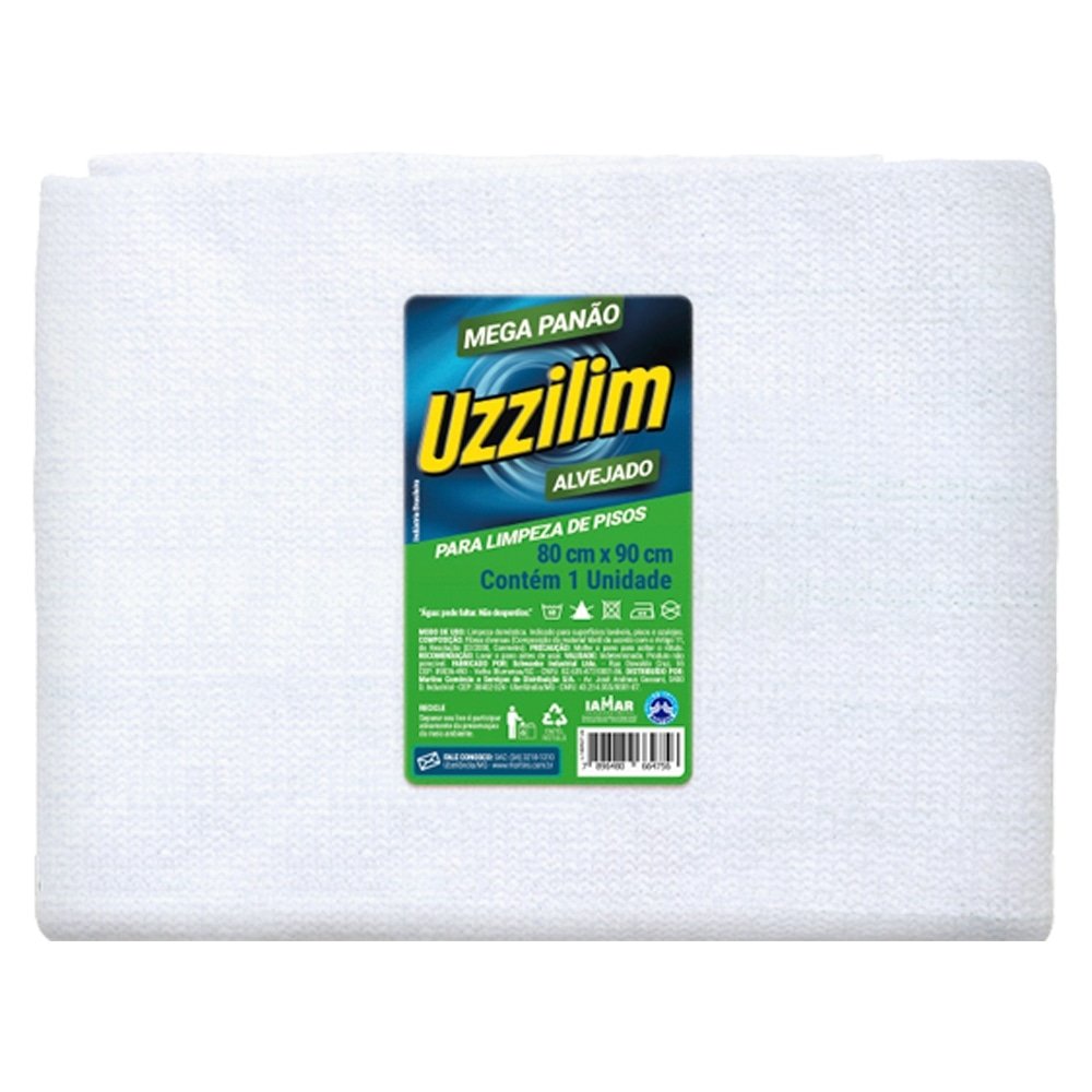 Mega Pano Uzzilim Alvejado para Limpeza 80x90cm - Embalagem com 12 Unidades