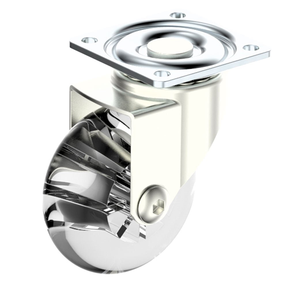 Rodízio Soprano Transparente 50mm Sem Freio Chapa Giratória Niquelado