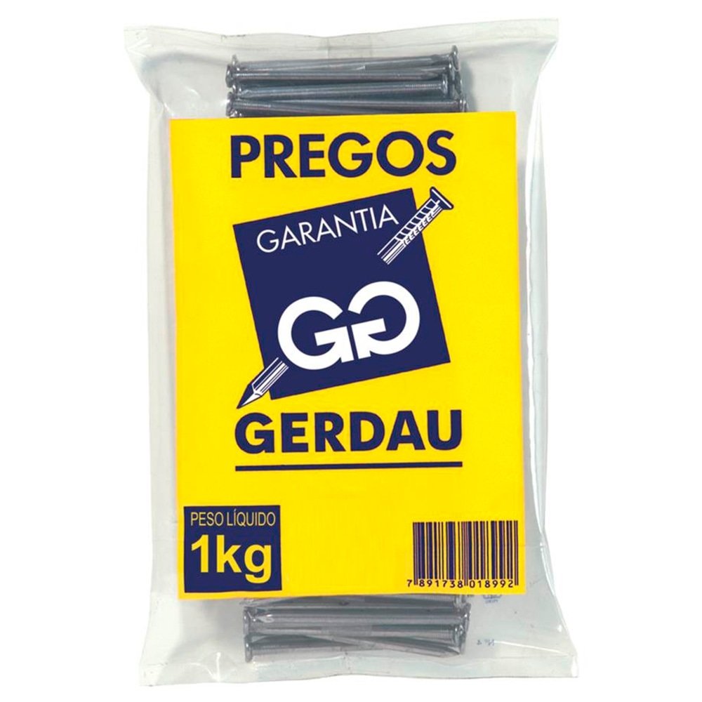 Prego Gerdau Com Cabeça 3x8 1kg - Embalagem com 20 Unidades