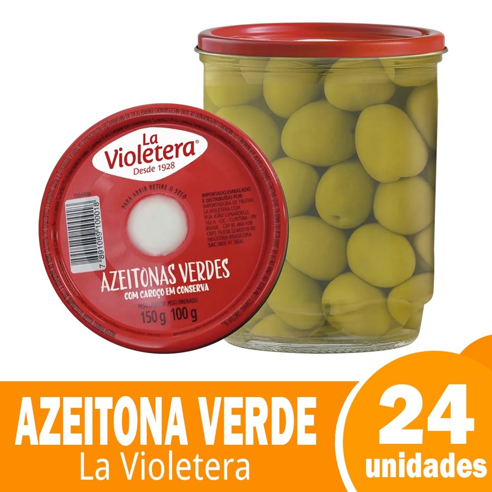 Azeitona Verde 100g - 24 unidades - La Violetera