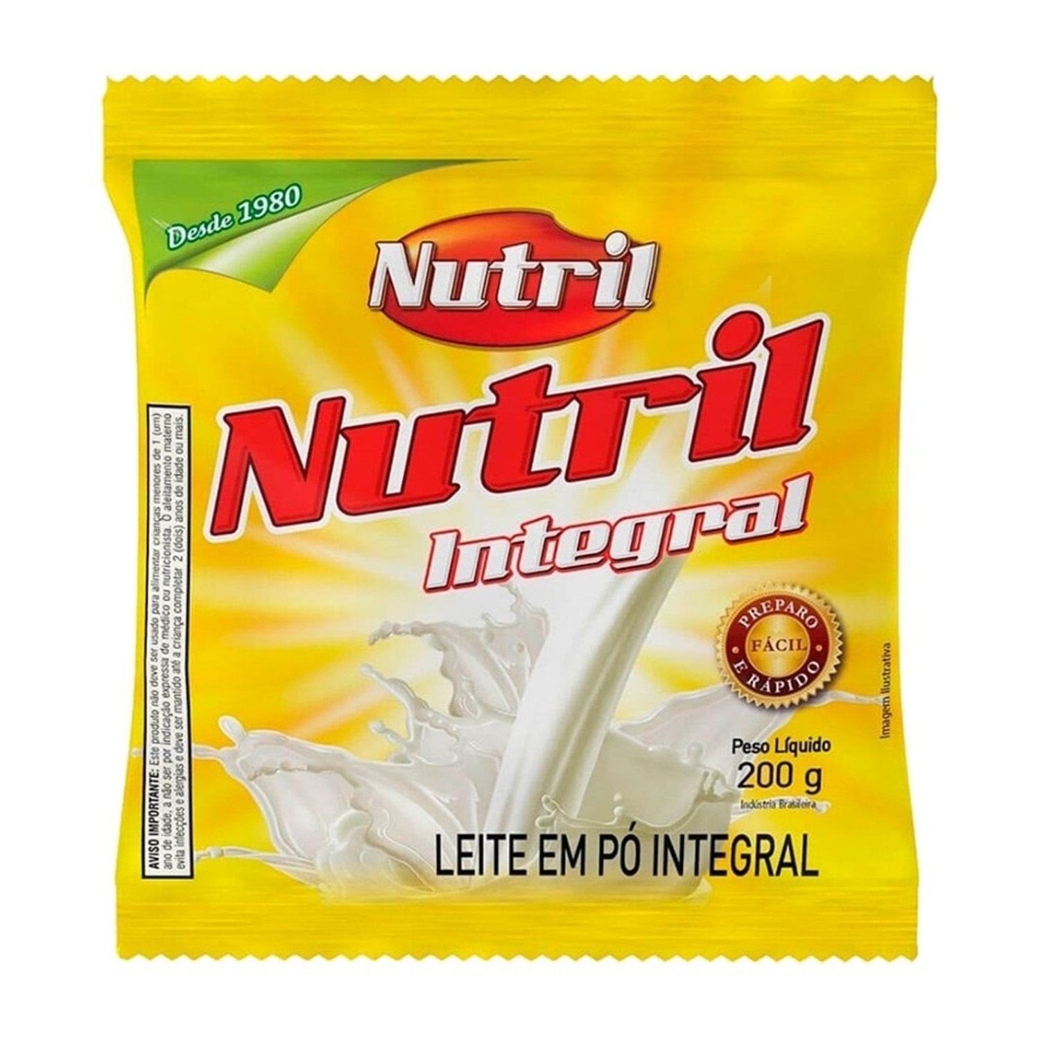 Leite em Pó Nutril Integral 200g - Embalagem com 50 Unidades