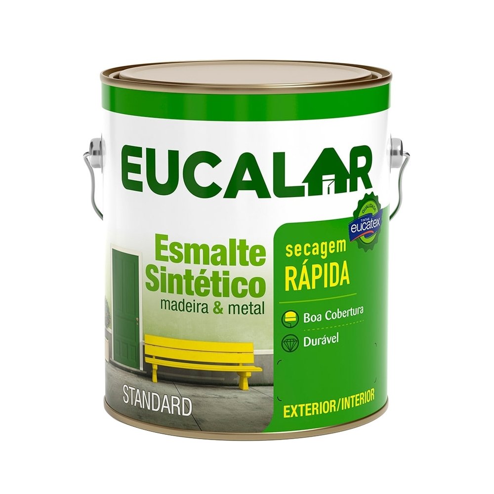 Tinta Esmalte Eucalar Brilhante Platina 3,6 Litros