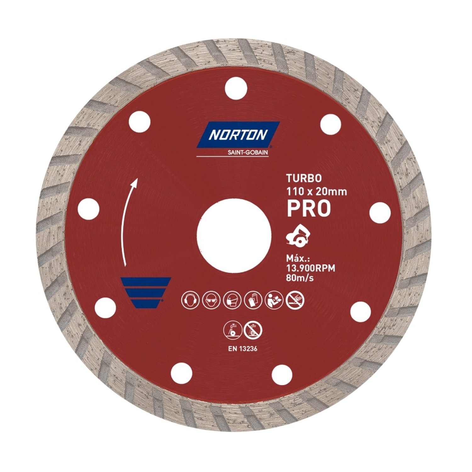 Disco de Corte Norton Diamantado Turbo Pro 110mmx20mm