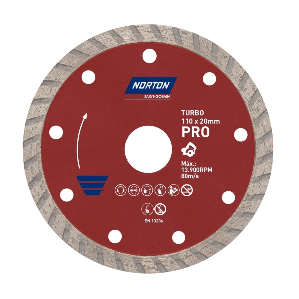 Disco de Corte Norton Diamantado Turbo Pro 110mmx20mm