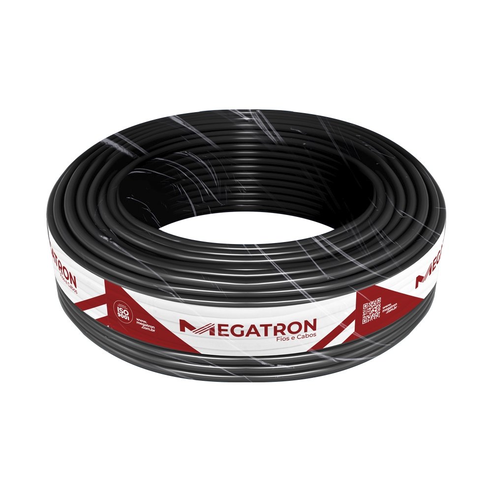 Cabo PP Megatron 2X1,0mmx100m Rolo 500V Preto