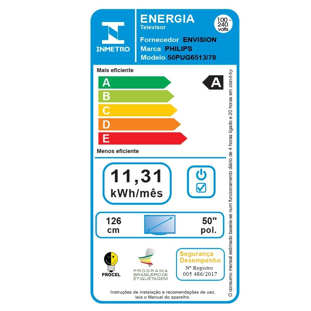 Smart TV LED 50" Philips 50PUG6513/78 4K UHD com Wi-Fi, 2 USB, 3 HDMI, Sleep Timer, 60Hz