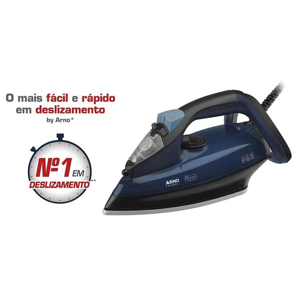 Ferro de Passar a Vapor Arno Ultragliss I FUA1, Base Durilium Airglide, 1200W, Azul, 220V