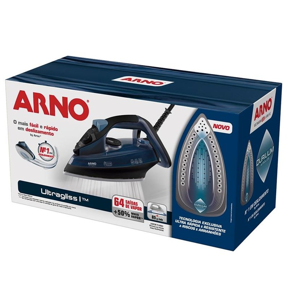 Ferro de Passar a Vapor Arno Ultragliss I FUA1, Base Durilium Airglide, 1200W, Azul, 220V