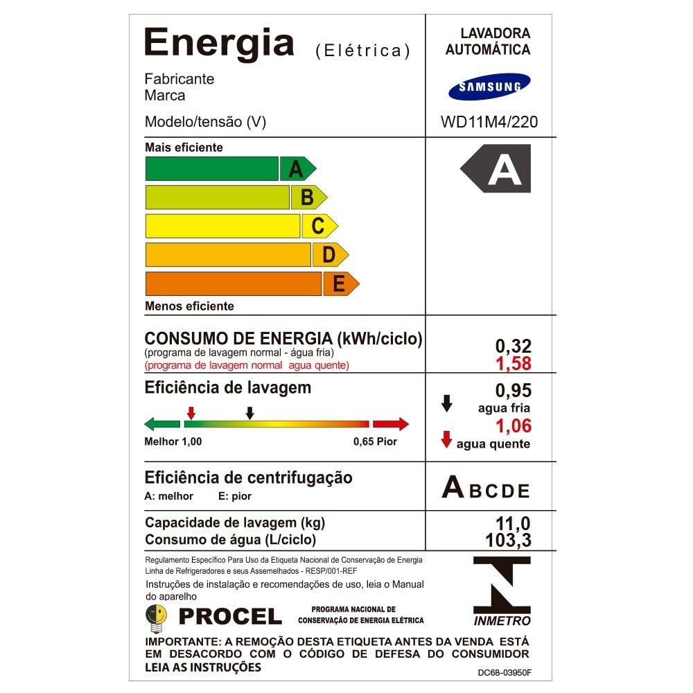 Lava e Seca Samsung 11kg WD4000 WD11M44530S Ecobubble Prata 220V