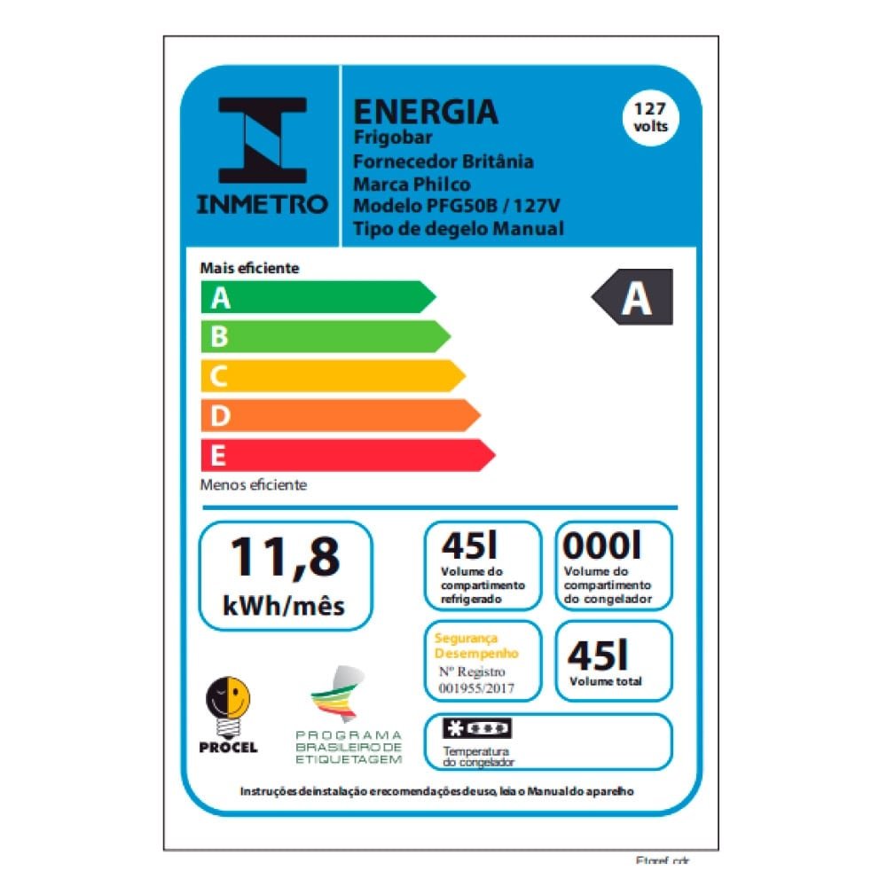 Frigobar Philco 47 Litros PFG50B Branco 110V