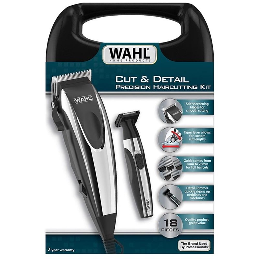 Máquina de Cortar Cabelo Wahl Cut & Detail Precision com 8 Pentes de Corte 110V
