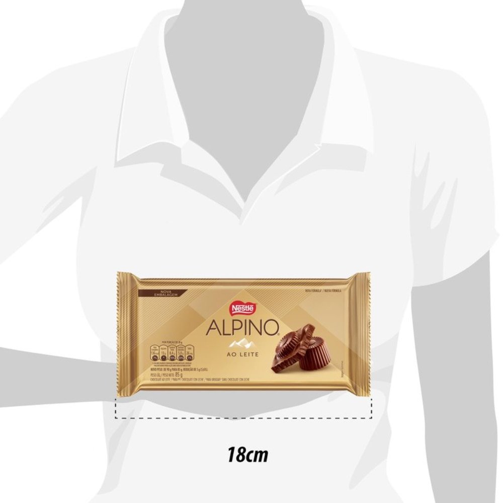 Chocolate Nestlé Alpino Tablete 85g - Embalagem com 14 Unidades
