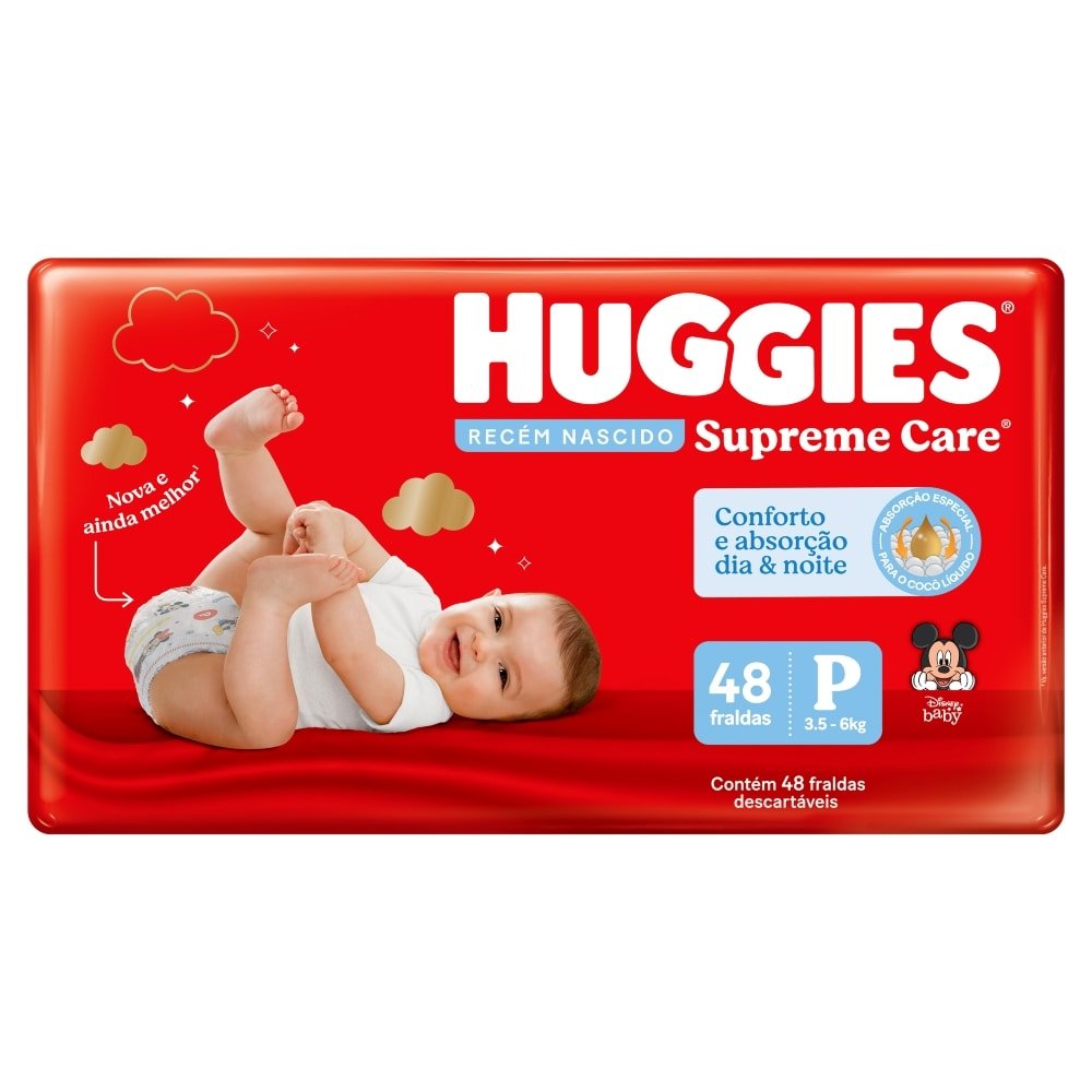 Fralda Descartável Huggies  Supreme Care Tamanho P - 6 Pacotes com 48 Fraldas - Total 288 Tiras