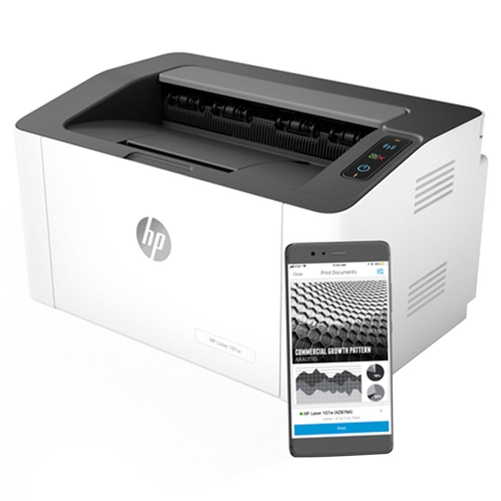 Impressora HP Laser 107W    Laser Monocromática | Wi-Fi, USB 2.0, Branco e 110V