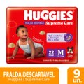Fralda Descartável Huggies Roupinha Supreme Care Jumbo Tamanho M - 9 Pacotes com 22 Fraldas - Total 198 Tiras