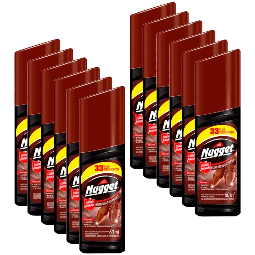 Líquido para Calçados Nugget Marrom 60ml Embalagem com 12 Unidades