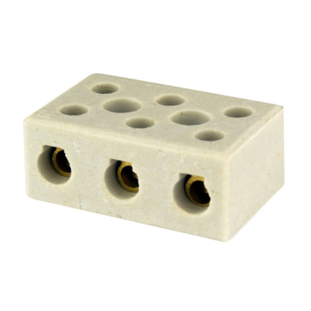 Conector Foxlux de Porcelana Tripolar 16mm - Embalagem com 12 Unidades