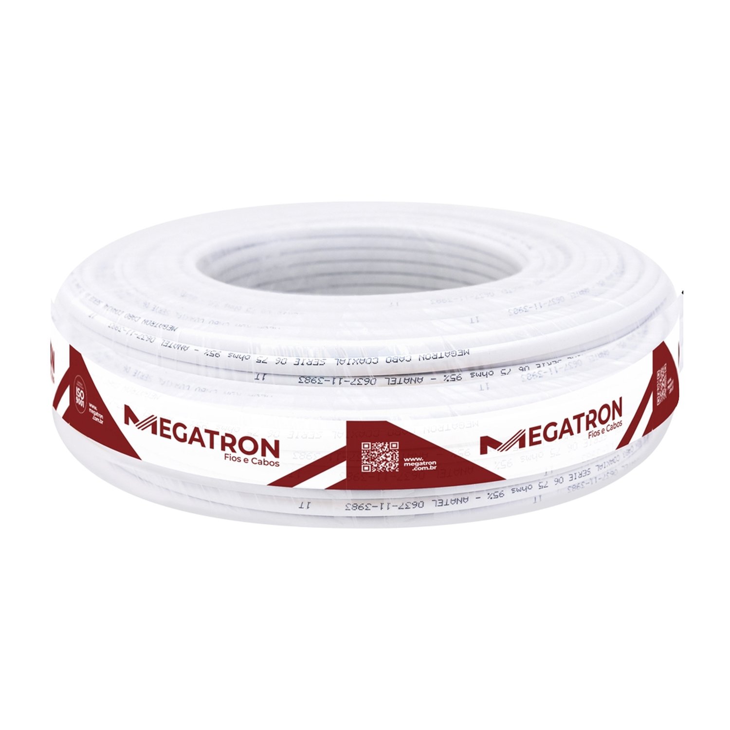 Cabo Megatron Coaxial 95% Malha RG 6 100m Branco