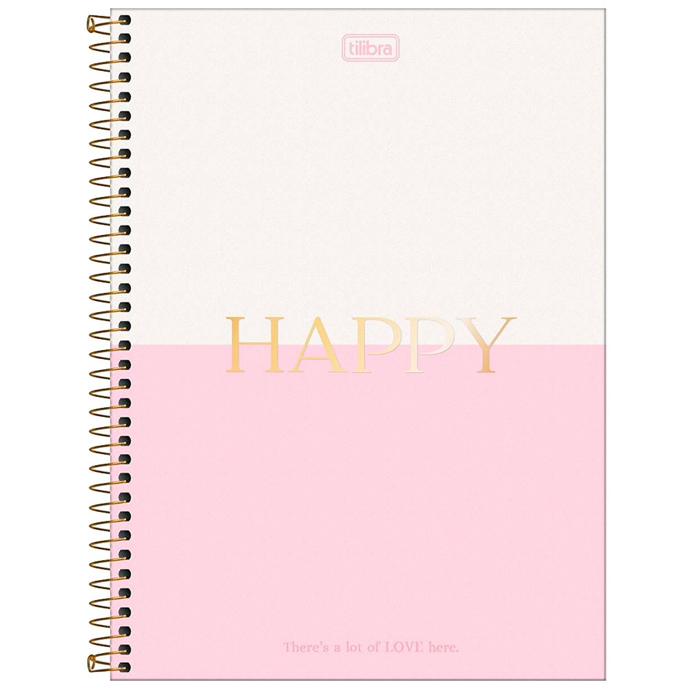 Caderno Espiral Tilibra Universitário Capa Dura Happy 10 Matérias 160 Folhas - Embalagem com 4 Unidades (Sortidos)