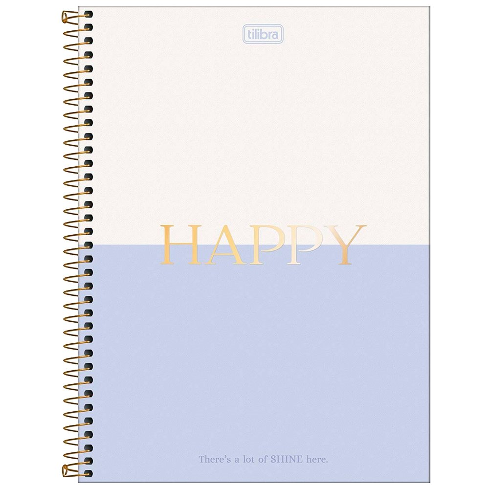 Caderno Espiral Tilibra Universitário Capa Dura Happy 10 Matérias 160 Folhas - Embalagem com 4 Unidades (Sortidos)