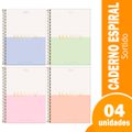 Caderno Espiral Tilibra Universitário Capa Dura Happy 10 Matérias 160 Folhas - Embalagem com 4 Unidades (Sortidos)