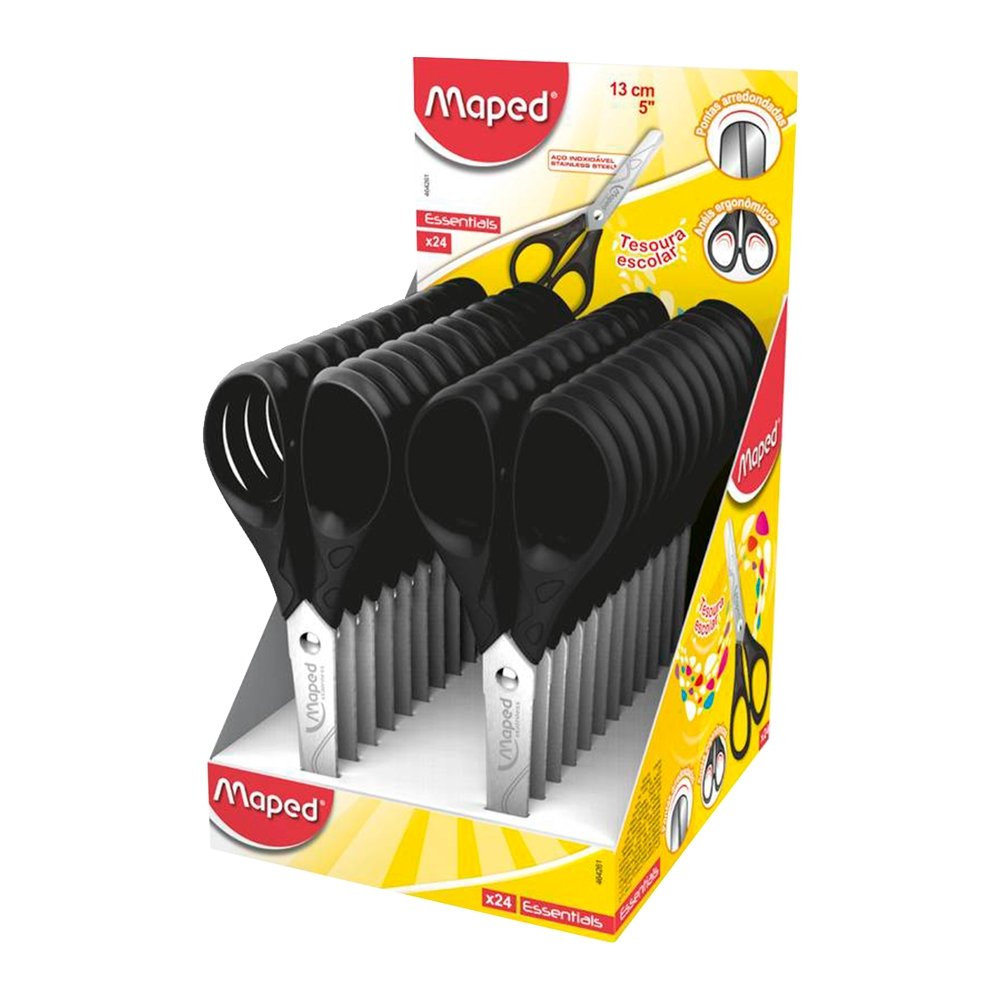 Tesoura Maped Escolar Essentials Preta 13cm - Embalagem com 24 Unidades
