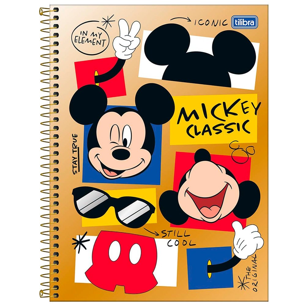 Caderno Espiral Tilibra Universitário Capa Dura Mickey 1 Matéria 80 Folhas Embalagem com 4 Unidades